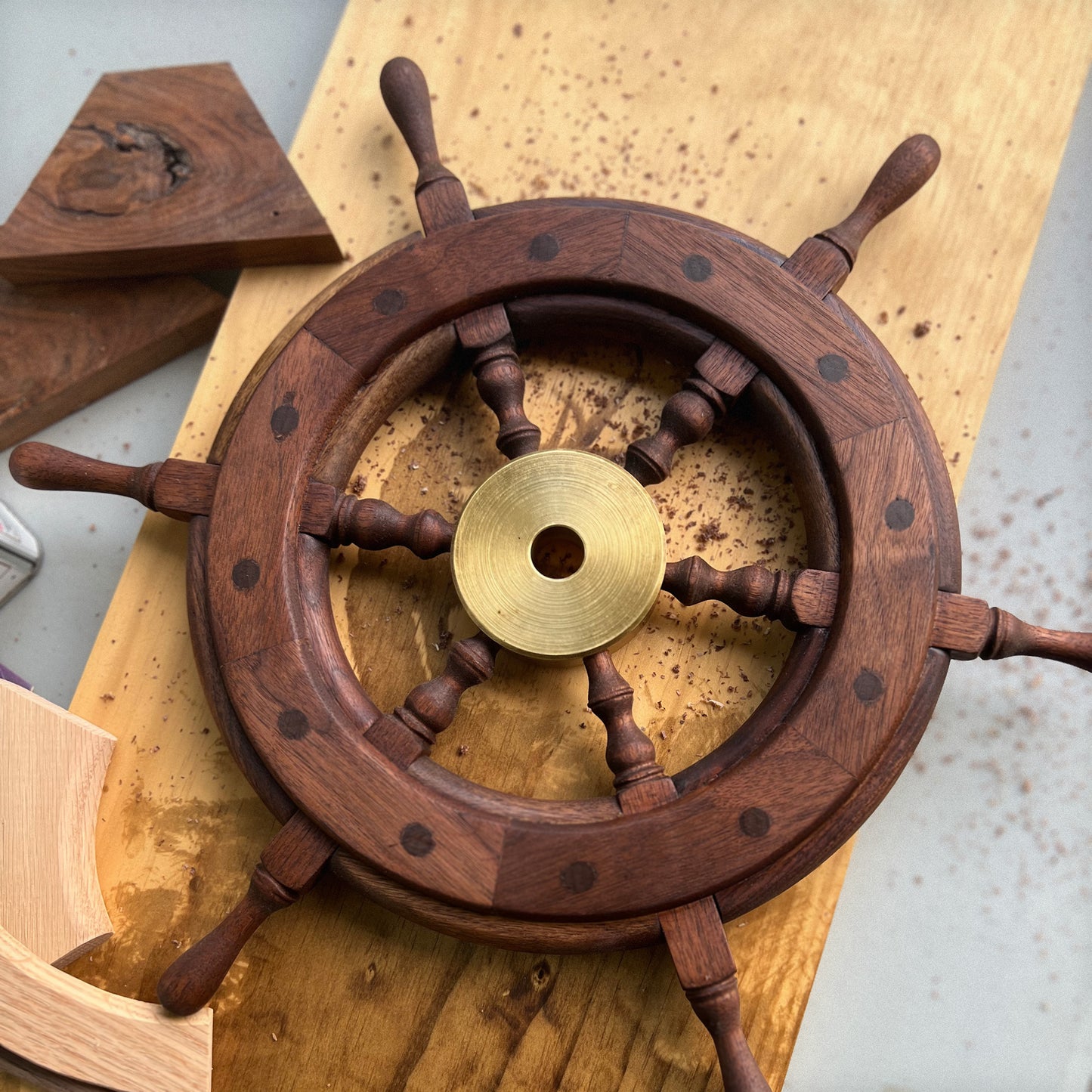 Ship Wheel - Reclaimed Walnut